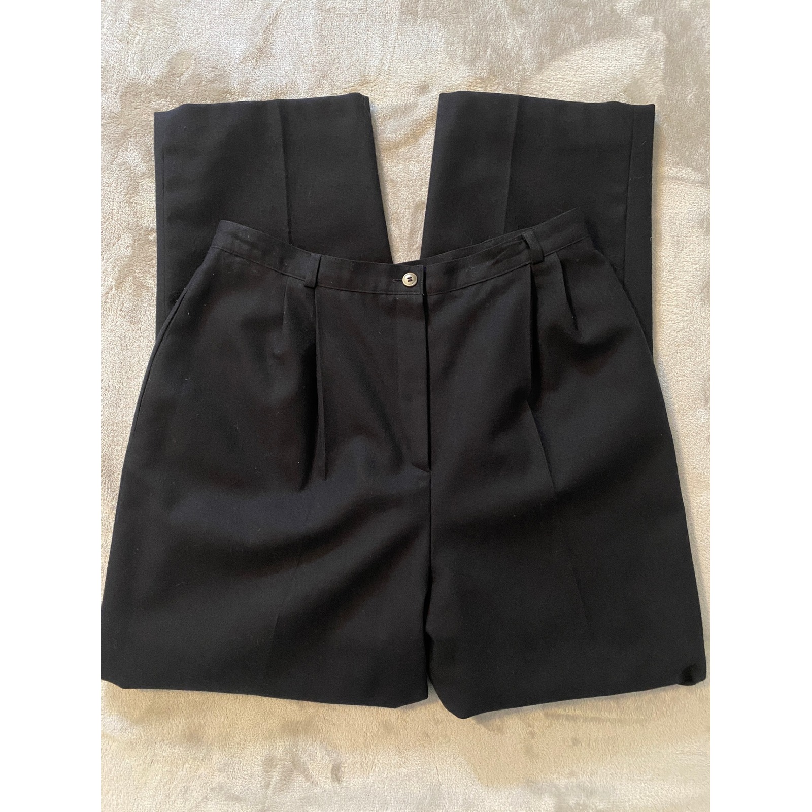 Vtg Harve Benard Pants Sz 12 Black Wool Tweed Pleated High Rise Tapered Trousers